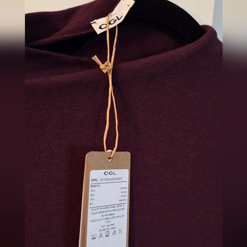 OGL Burgundy Long-Sleeve Mock Neck Knit Dress - Ecomousse Premium Warmth - Picture 3 of 4